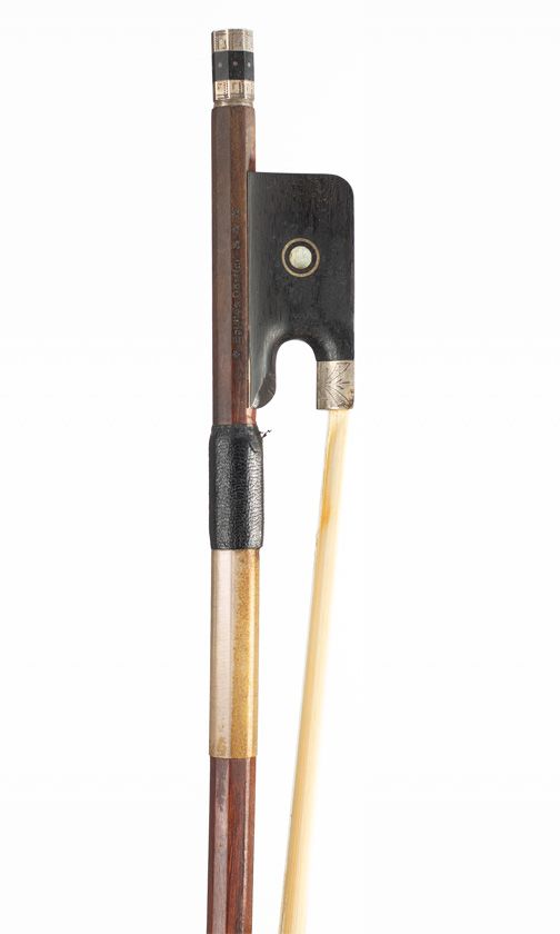 A silver-mounted cello bow, Workshop of Egidius Dorfler, Germany, circa 1990