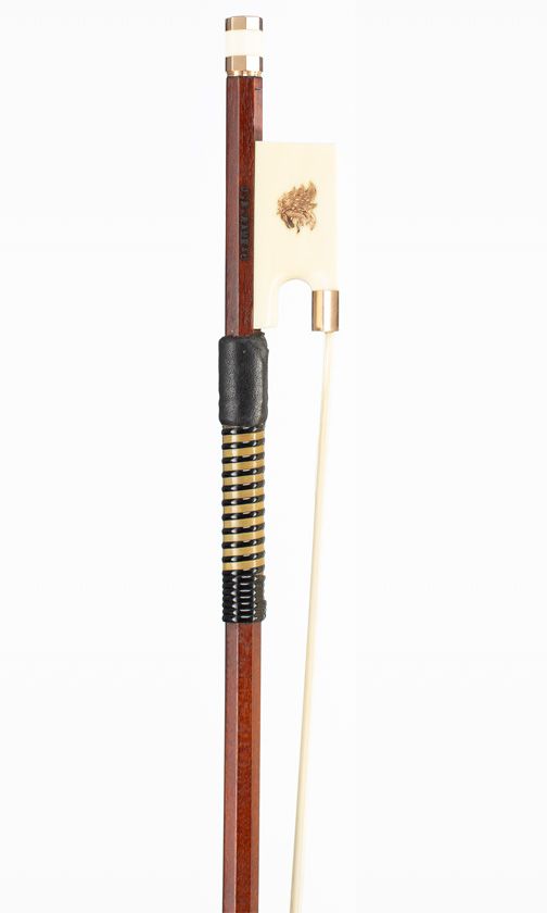 A gold and ivory-mounted violin bow by John Clutterbuck and Stephen Bristow, England, circa 1970