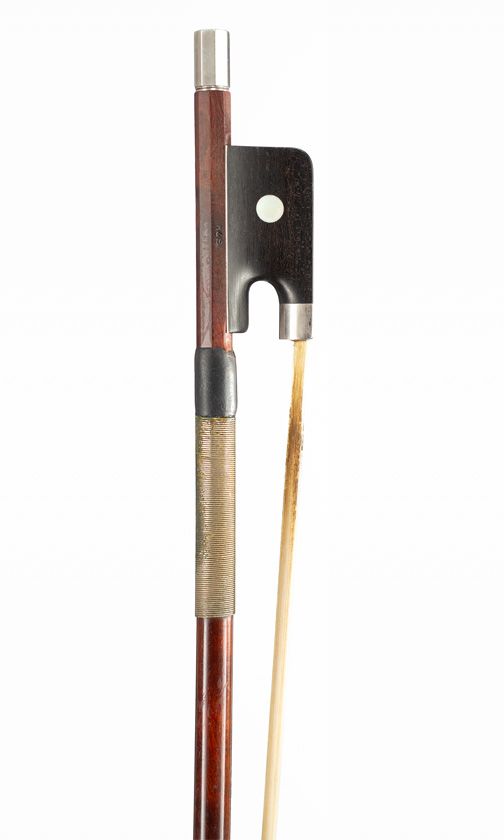 A silver-mounted cello bow by W. E. Hill & Son, London, circa 1920