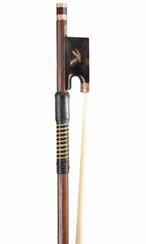 A gold and tortoiseshell-mounted violin bow by Malcolm Taylor, England, circa 1960