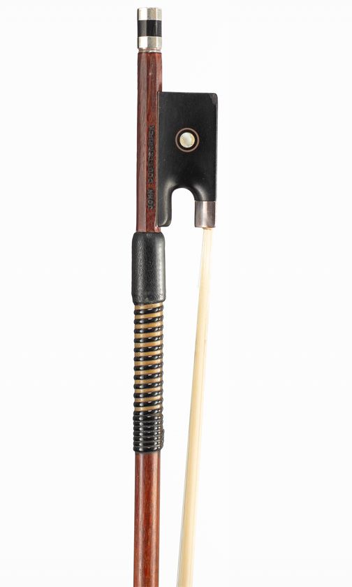 A silver-mounted violin bow by John Clutterbuck, England, circa 1970
