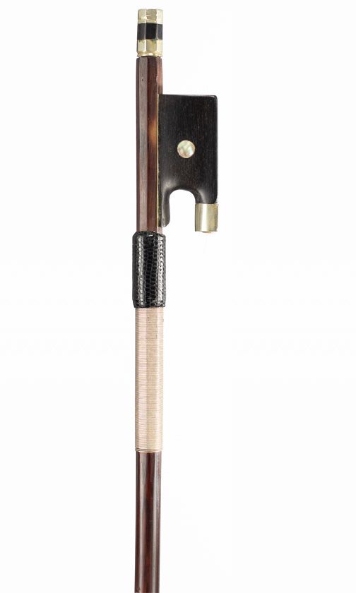 A nickel-mounted violin bow, School of Peccatte, France, circa 1900