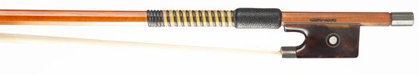 A silver and tortoiseshell-mounted violin bow, made for Hart & Sons, London, circa 1920