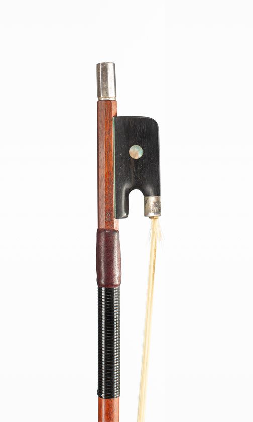 A silver-mounted viola bow, branded RS