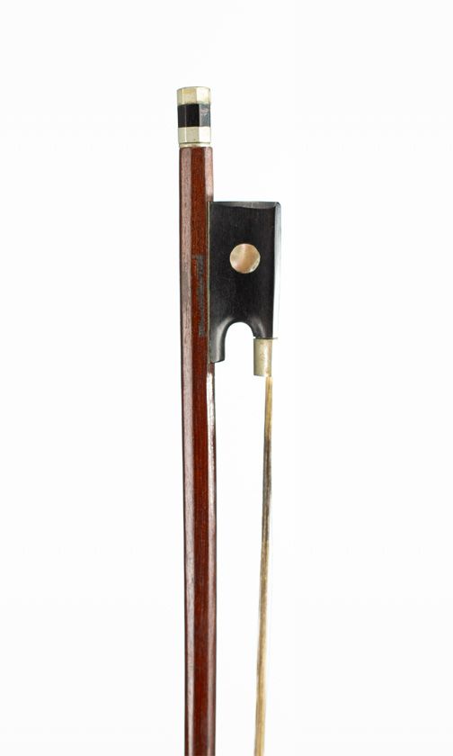 A nickel-mounted violin bow, branded Vuillaume a Paris