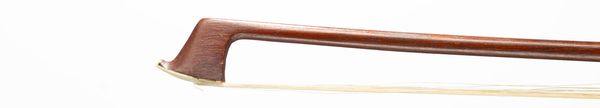 A nickel-mounted violin bow, branded Vuillaume a Paris