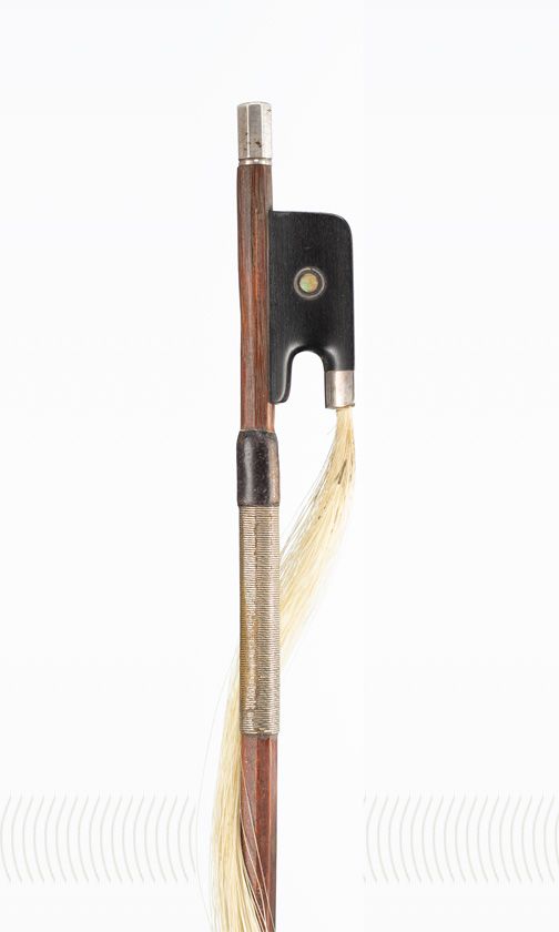 A silver-mounted violin bow, branded E. Sartory A Paris