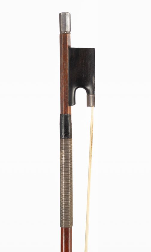 A silver-mounted violin bow, unbranded