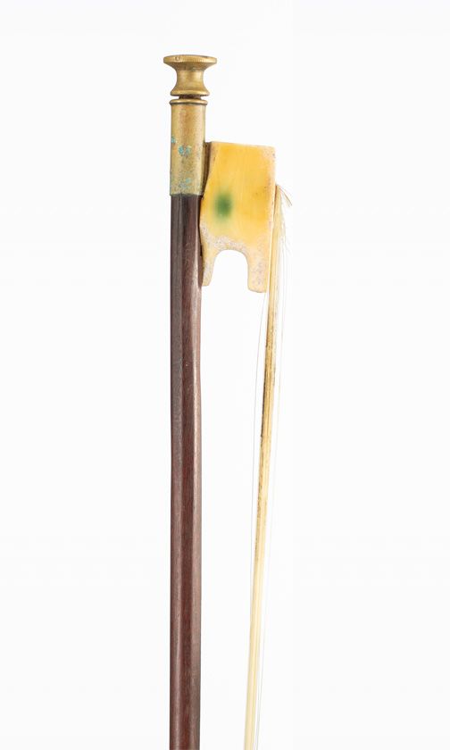 A bone and brass mounted violin bow, branded Dodd