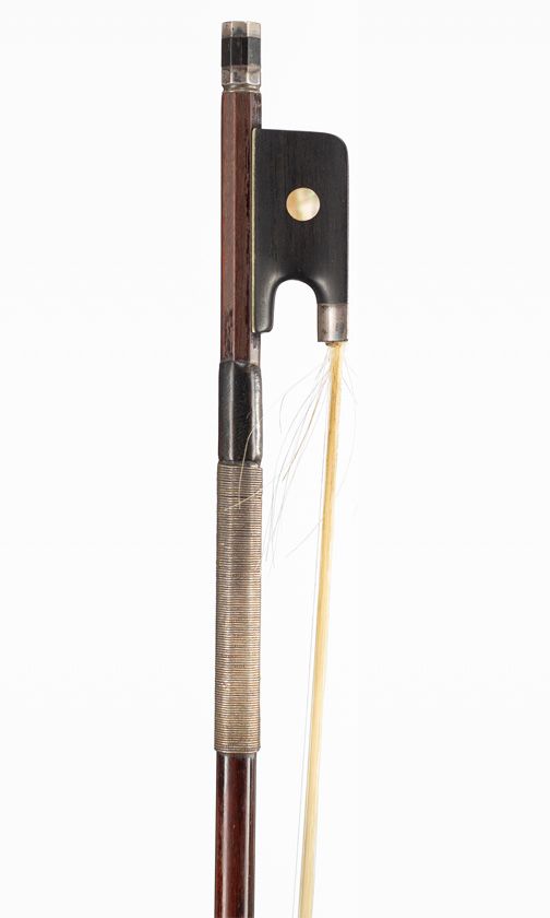 A silver-mounted violin bow, unbranded
