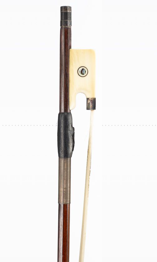 A silver and bone-mounted viola bow, unbranded