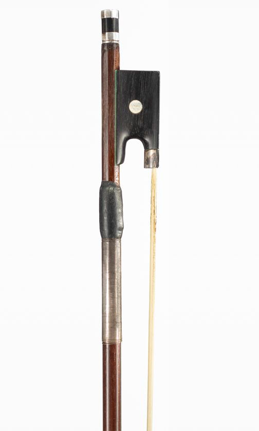 A silver-mounted violin bow, unbranded