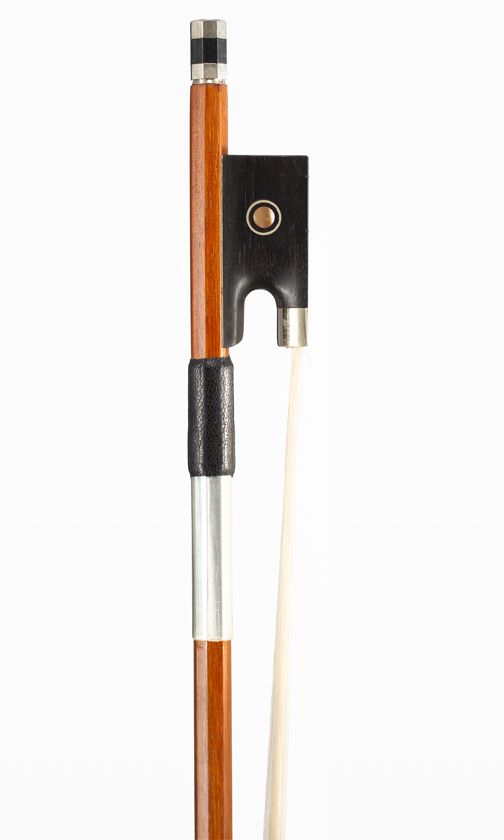 A nickel-mounted violin bow, unbranded