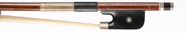 A silver-mounted cello bow, unbranded