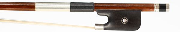A silver-mounted cello bow, unbranded