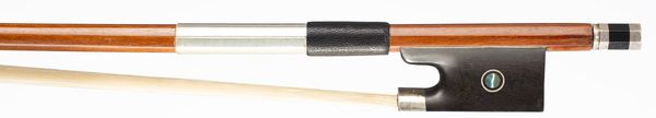A silver-mounted violin bow, unbranded