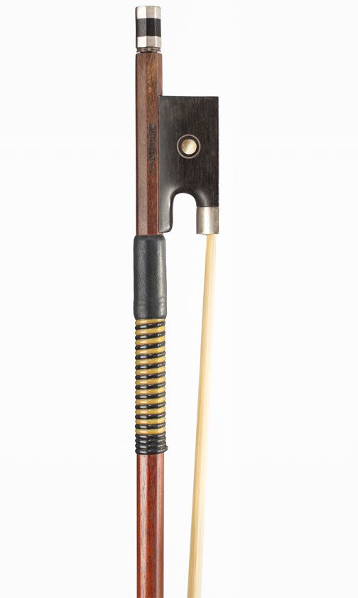 A silver-mounted violin bow, branded A. Montoire