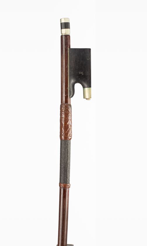 A nickel-mounted violin bow, branded Czechoslovakia