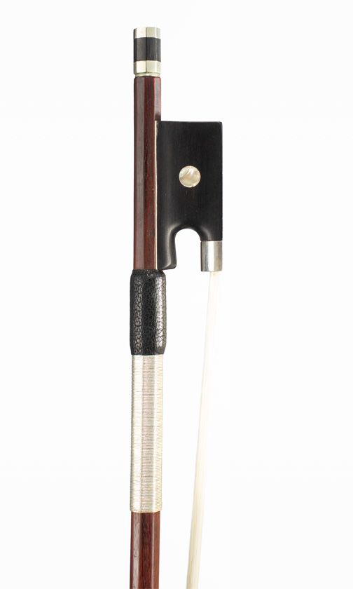 A silver-mounted violin bow, unbranded