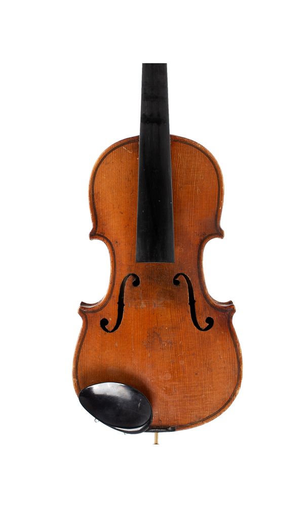A child-sized violin, labelled Berardi Pasquale