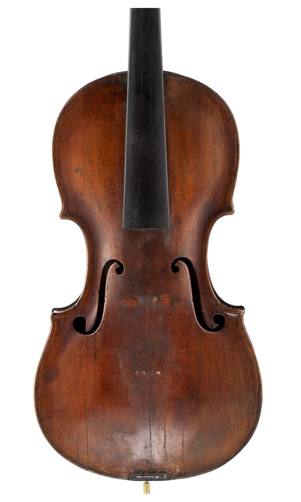 A violin, labelled Reparirt von Johann Padewet