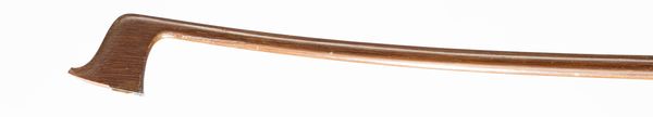 A nickel-mounted violin bow, branded H. Dloget [?]