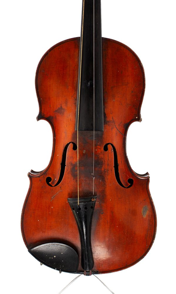 A violin, labelled Nicolaus Amatus