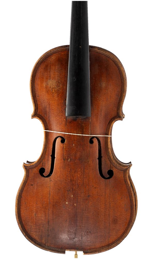 A violin, labelled Giovan Paolo Magini