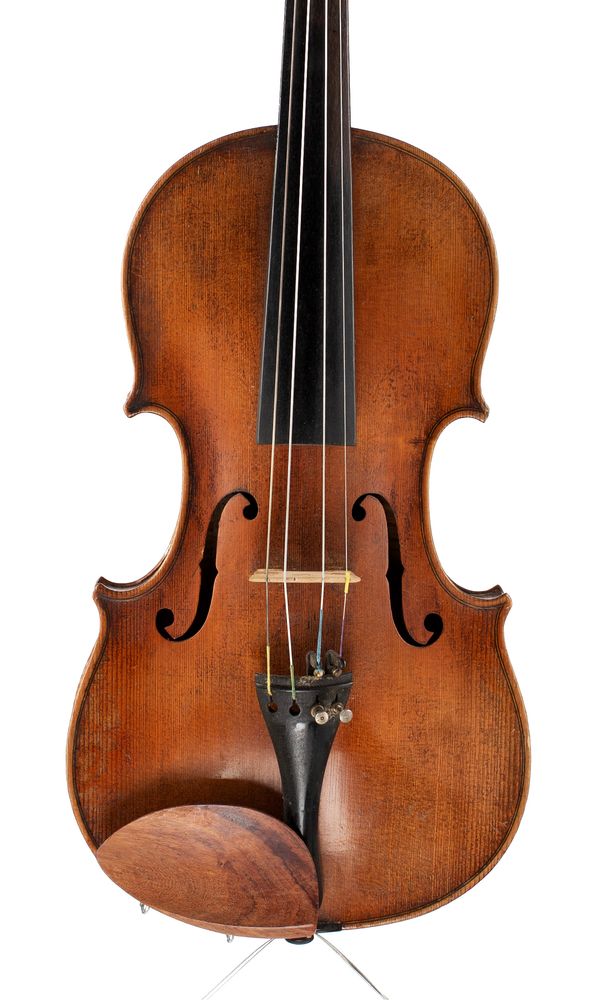 A violin, labelled Nicolaus Amatus