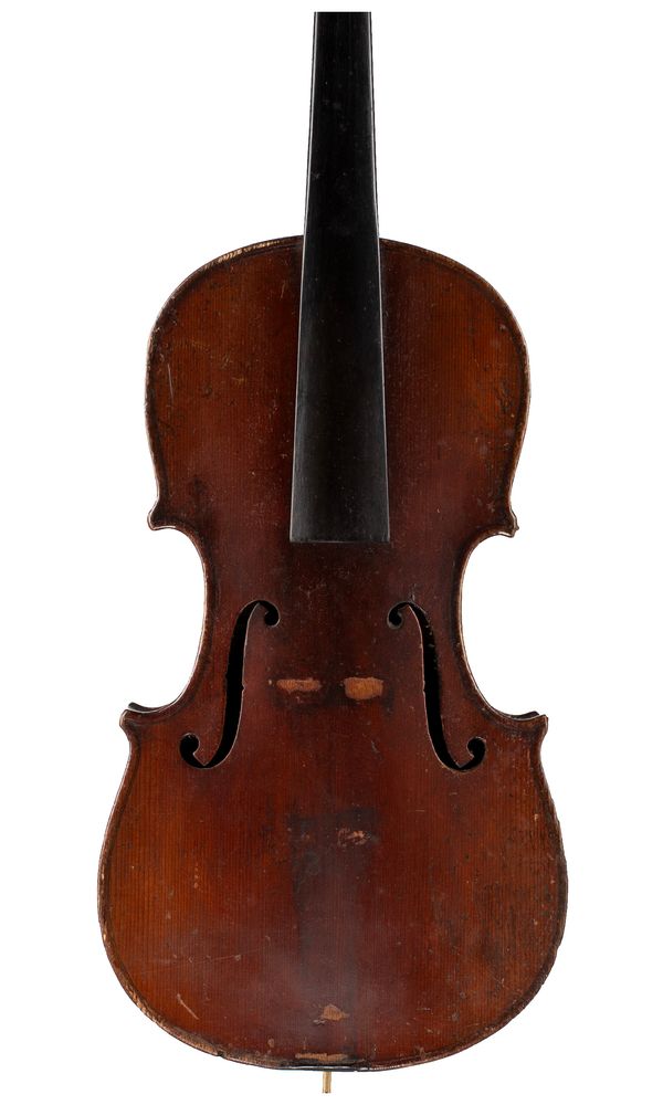 A small violin, labelled F. Kreyer
