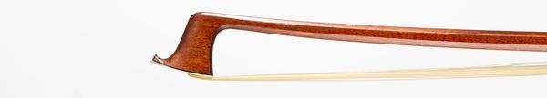 A nickel-mounted violin bow by Gustav Prager, Germany