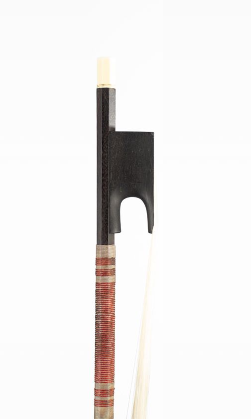 An ebony and bone-mounted classical viola bow, England