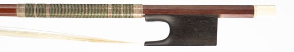 An ebony and bone-mounted violin bow, England