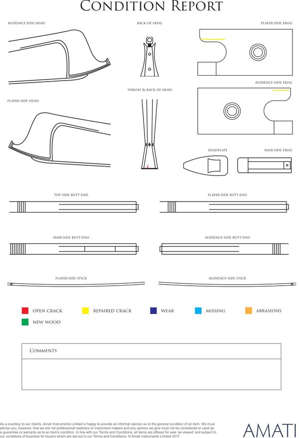 A silver-mounted viola bow, Germany, circa 1920 - condition report