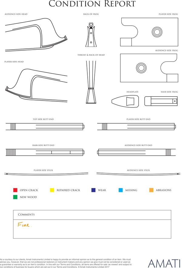 A silver-mounted violin bow, Germany, circa 1920 - condition report