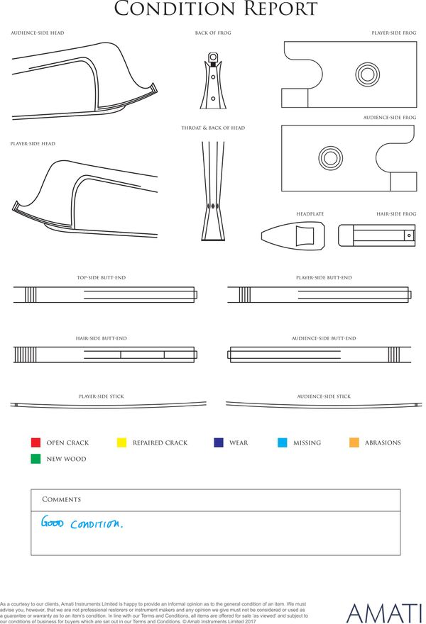 A silver-mounted violin bow, Germany, circa 1950 - condition report