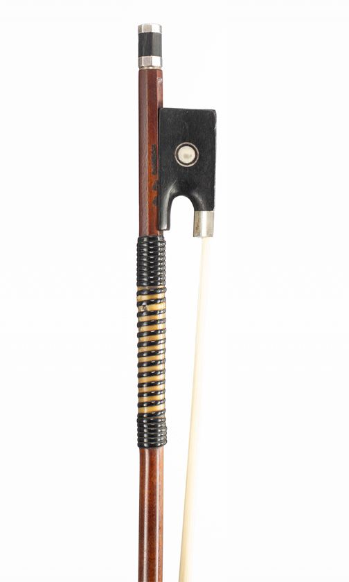A silver-mounted violin bow, branded J. S. Rameau