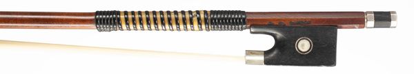 A silver-mounted violin bow, branded J. S. Rameau