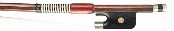 A nickel-mounted cello bow, branded W Seifert