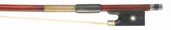 A nickel-mounted violin bow, branded Ivacson Francisc