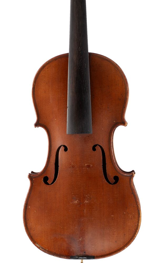 A violin, labelled Jul. Heinr. Zimmermann.... 1910