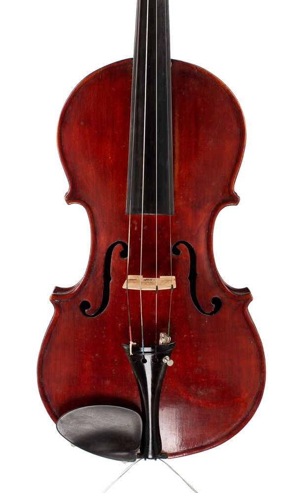 A violin, faintly labelled