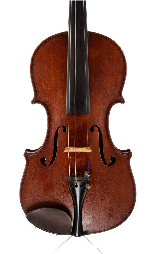 A violin, labelled J. Parkinson, Llandudno, 1921