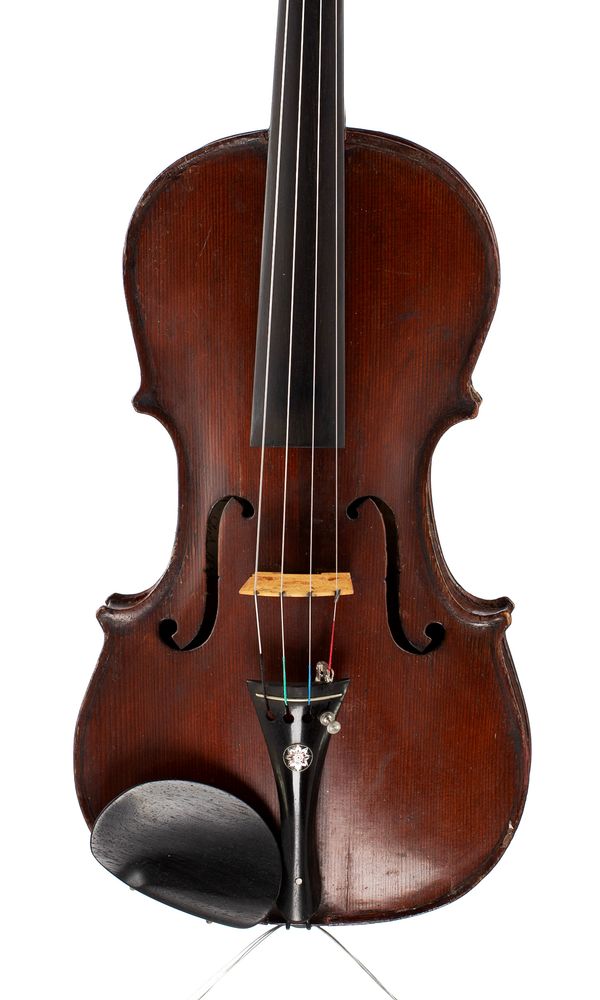 A violin, labelled John Cuthbert, Dunbar Gas Works, 1873