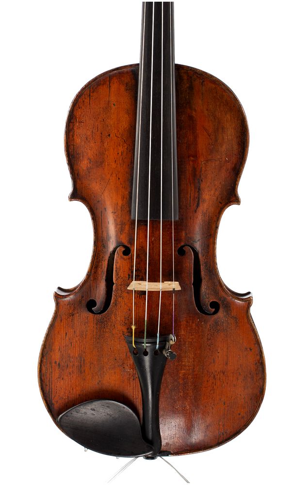 A violin, bearing repairer's label