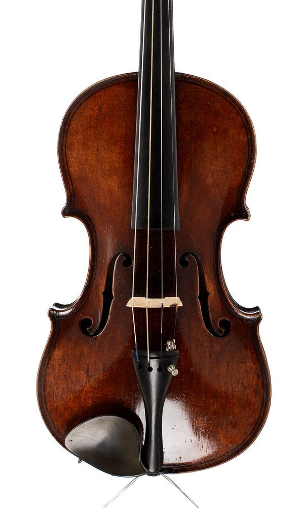 A violin, labelled Hawkes & Sons, London