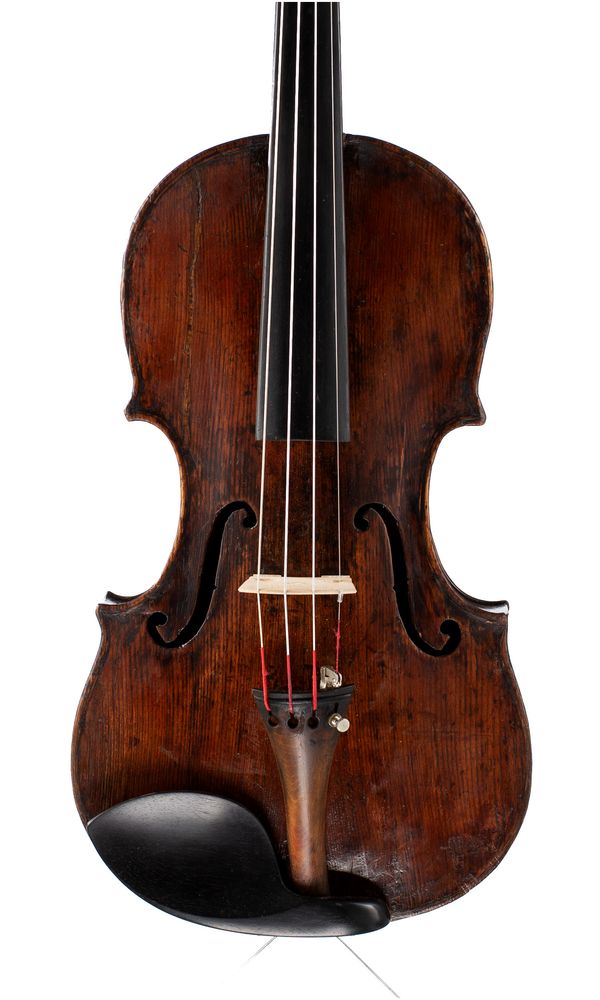 A violin, labelled Carlo Bergonzi