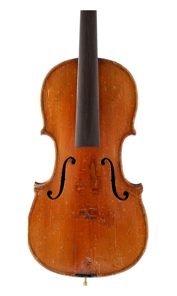 A three-quarter sized violin, labelled Antonius Stradivarius