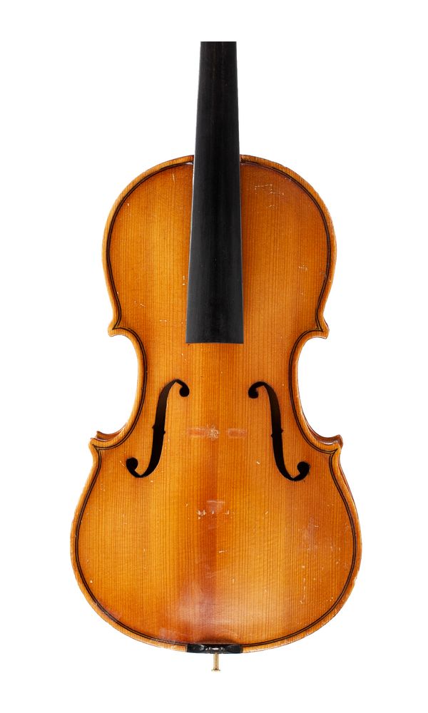 A half-sized violin, inscribed