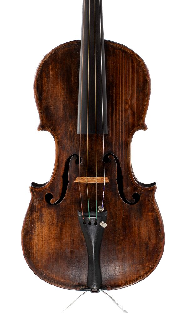 A violin, faintly labelled